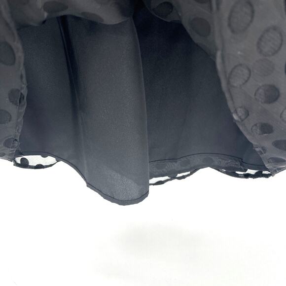 Talbots Blouse Womens X Clip Dot Black Long Sheer Sleeves Lined V-Neck Shirt - Picture 6 of 7